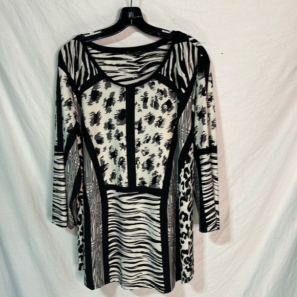 Ava & Grace 3x black white animal print multi print top euc leopard cheetah mix - Picture 1 of 8